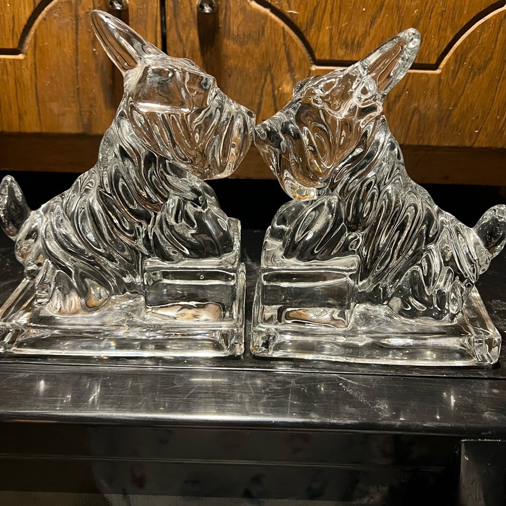 Vintage Crystal scottie dog Bookends